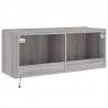 Ścienna szafka TV z LED, szary dąb sonoma, 100x35x41 cm