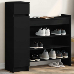 Szafka na buty, czarna, 100,5x28x100cm, materiał drewnopochodny