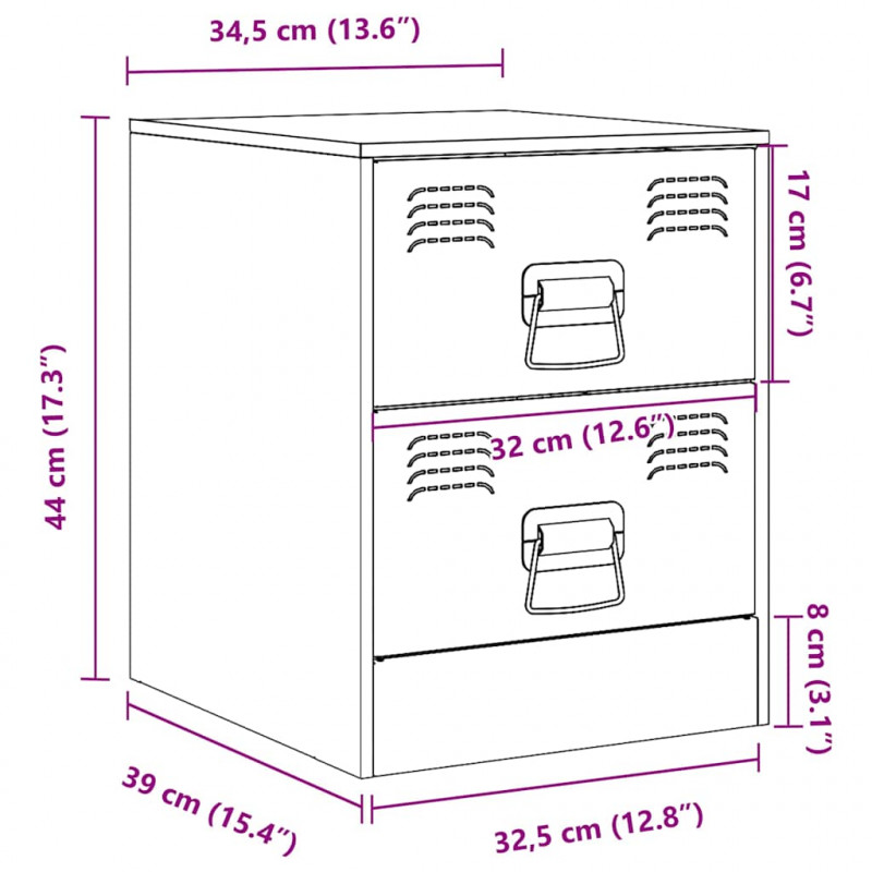 Szafka nocna, antracytowa, 34,5x39x44 cm, stal