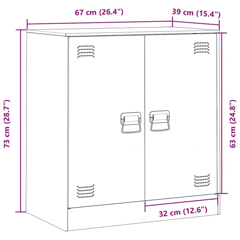 Szafka boczna, oliwkowa, 67x39x73 cm, stal
