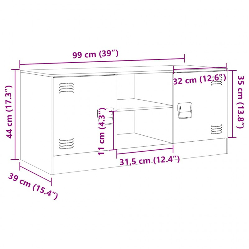 Szafka pod telewizor, antracytowa, 99x39x44 cm, stalowa