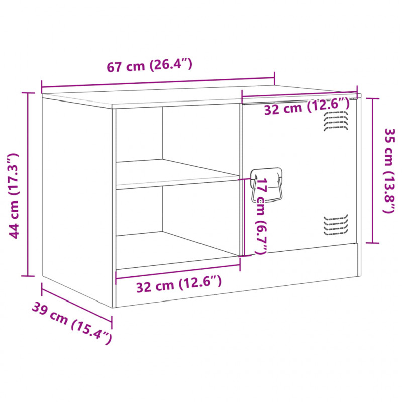 Szafki pod telewizor, 2 szt., oliwkowe, 67x39x44 cm, stalowe