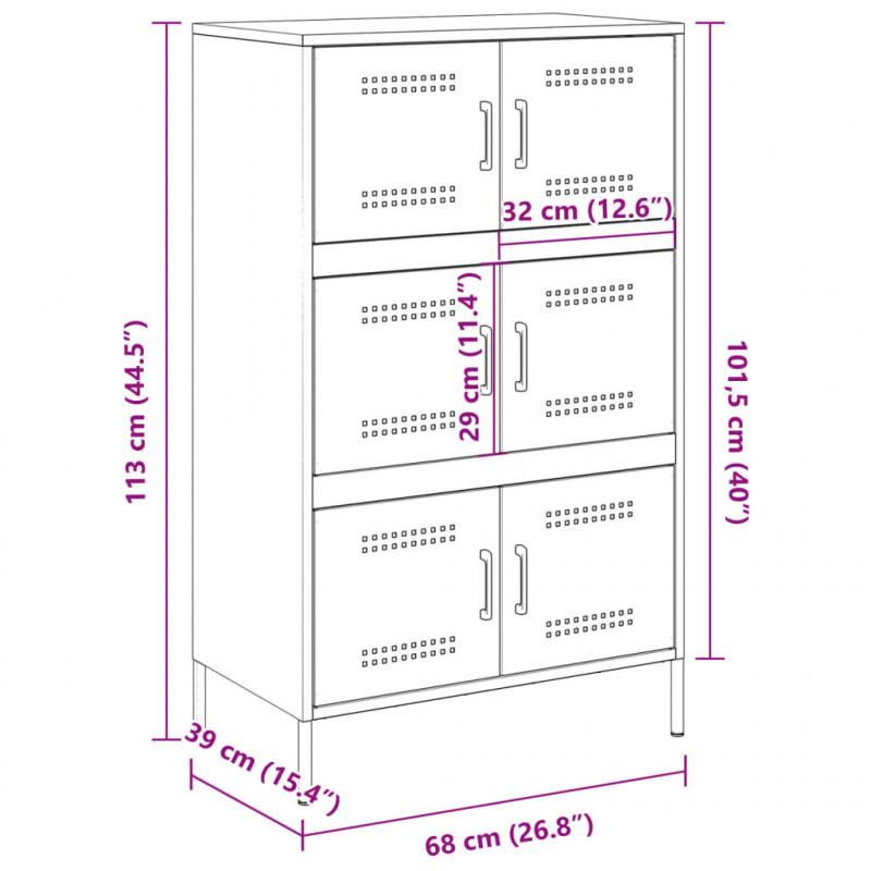 Szafka, antracytowa, 68x39x113 cm, stal