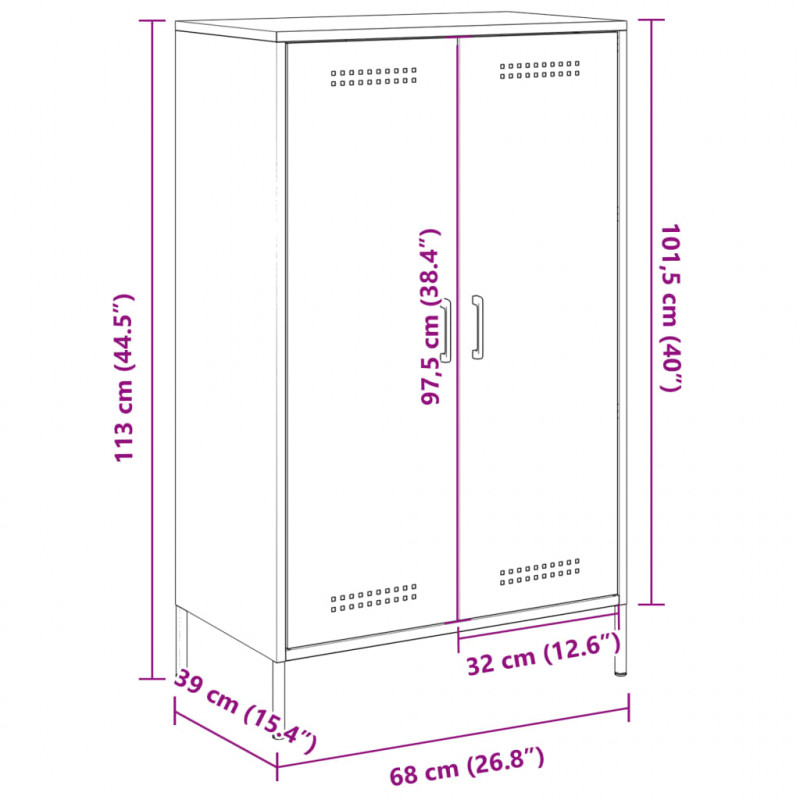 Szafka, czarna, 68x39x113 cm, stal