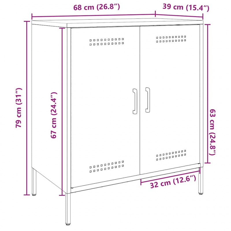 Szafka, czarna, 68x39x79 cm, stal