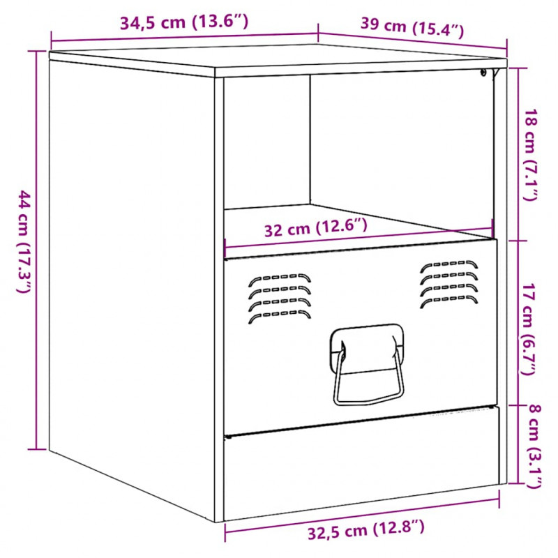 Szafka nocna, antracytowa, 34,5x39x44 cm, stal