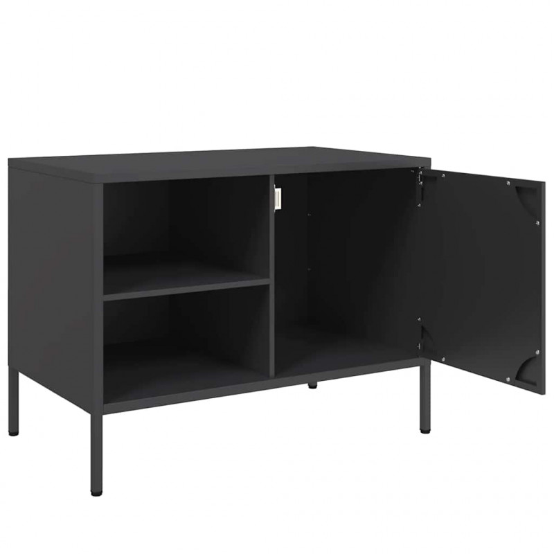 Szafka RTV, czarna, 68x39x50,5 cm, stalowa