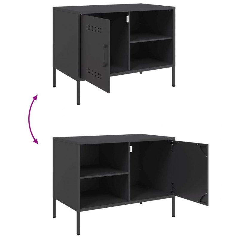 Szafki pod telewizor, 2 szt., czarne, 68x39x50,5 cm, stalowe
