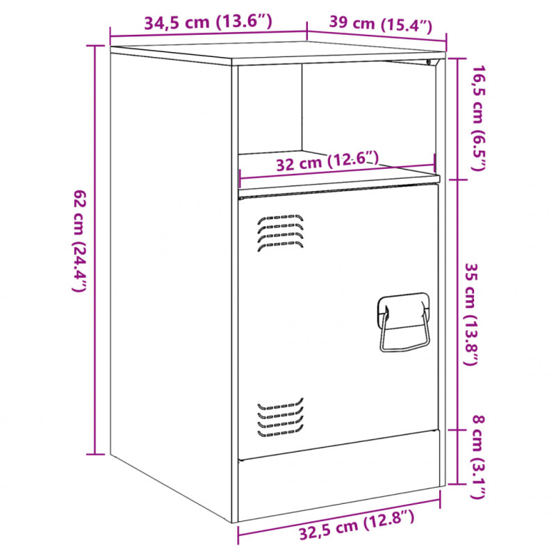 Szafka nocna, czarna, 34,5x39x62 cm, stal