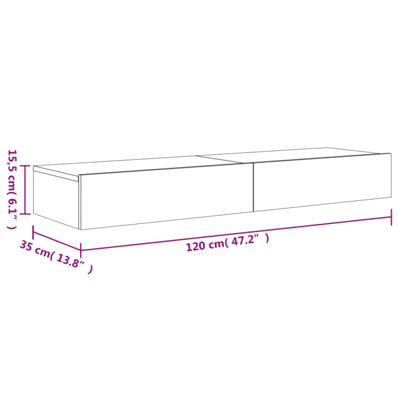 Szafki telewizyjne z LED, 2 szt., szarość betonu, 60x35x15,5 cm