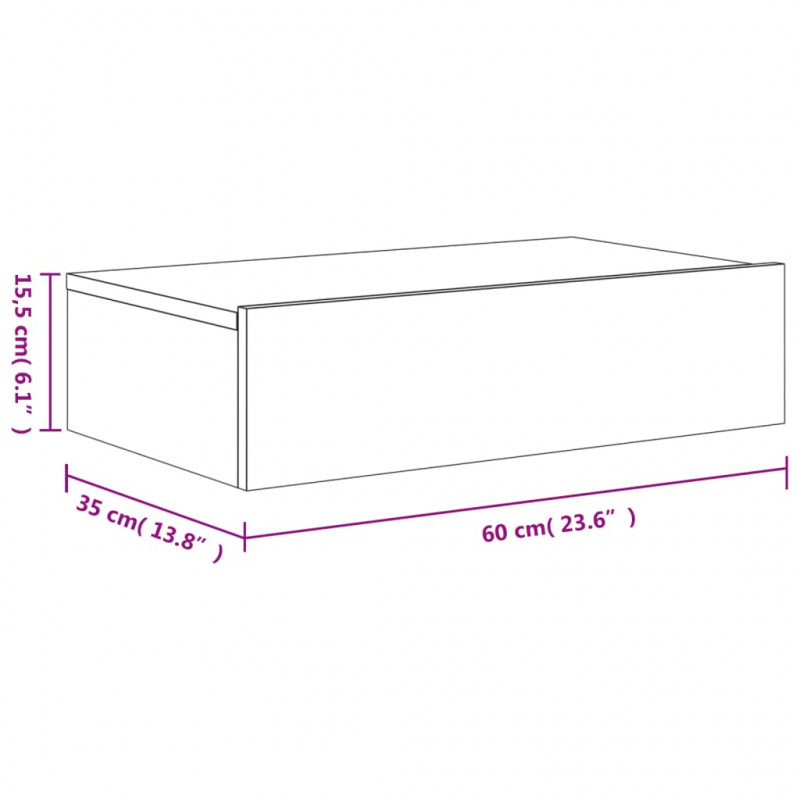 Szafka telewizyjna z LED, przydymiony dąb, 60x35x15,5 cm