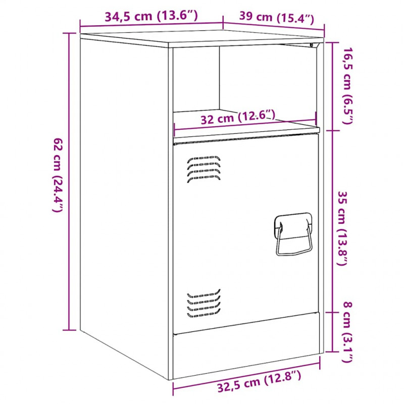 Szafka nocna, antracytowa, 34,5x39x62 cm, stal
