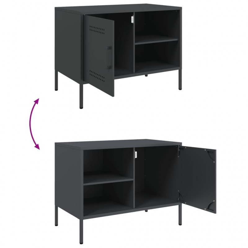 Szafki pod TV, 2 szt., antracytowe, 68x39x50,5 cm, stalowe
