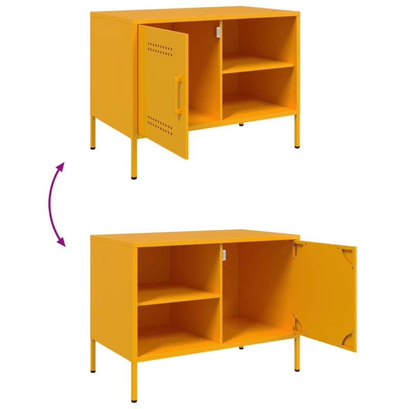 Szafki pod telewizor, 2 szt., musztardowe, 68x39x50,5 cm, stal