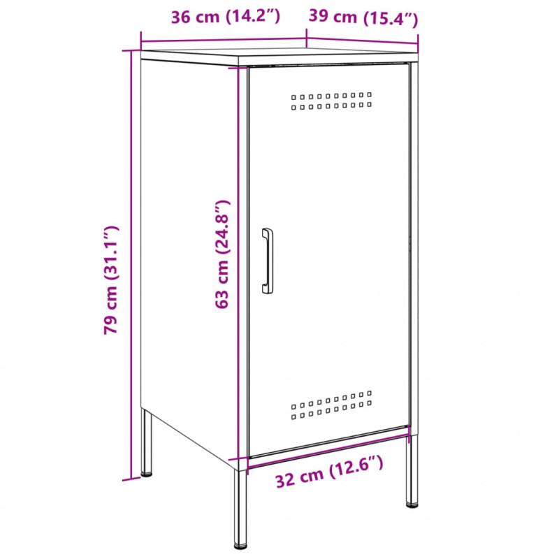 Szafki, 2 szt., czarne, 36x39x79 cm, stal