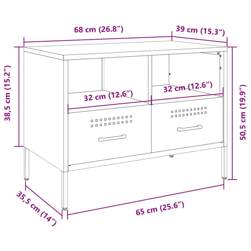 Szafki RTV, 2 szt., czarne, 68x39x50,5 cm, stalowe