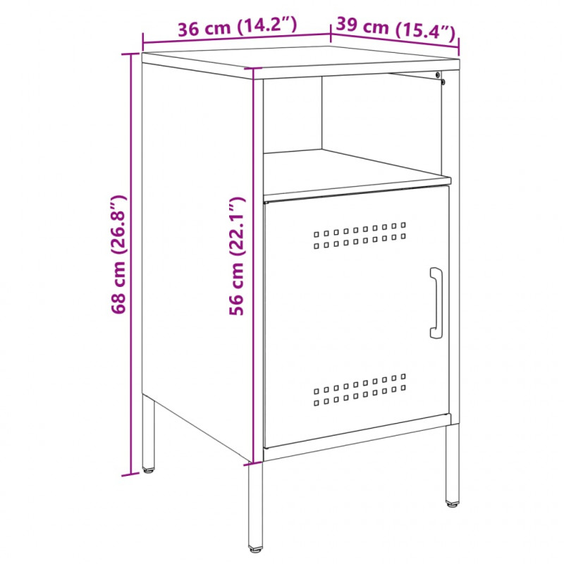 Szafka nocna, antracyt, 36x39x68 cm, stal