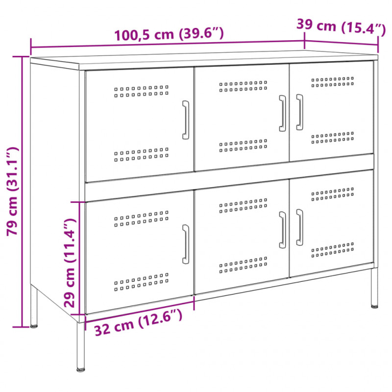 Szafka, musztardowa, 100,5x39x79 cm, stal