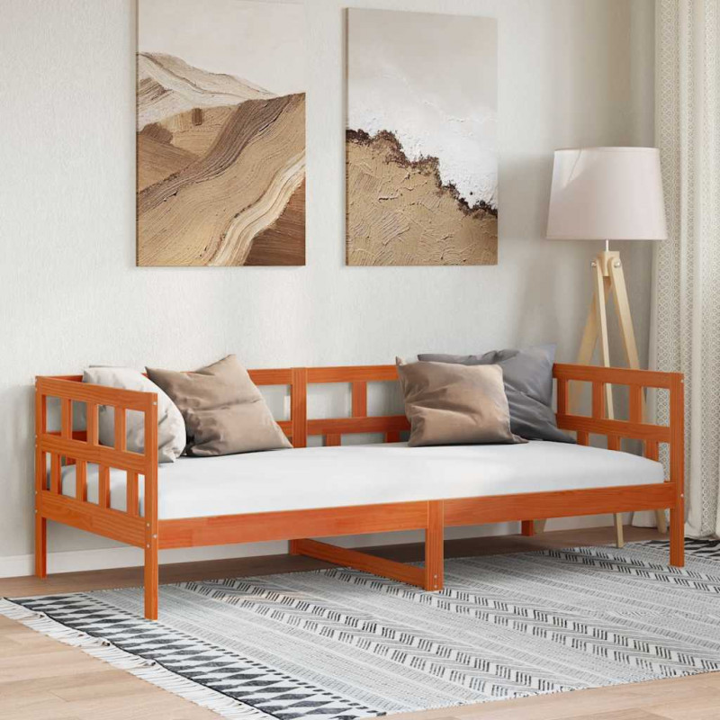Łóżko dzienne bez materaca, woskowy brąz, 90x200 cm, sosnowe