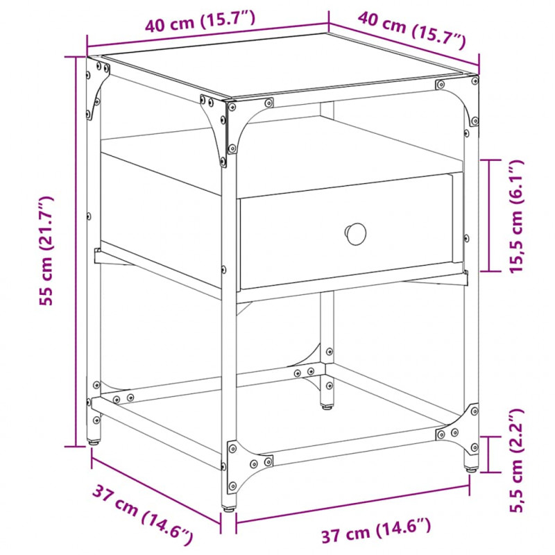 Szafki nocne, 2 szt., dąb sonoma, 40x40x55 cm