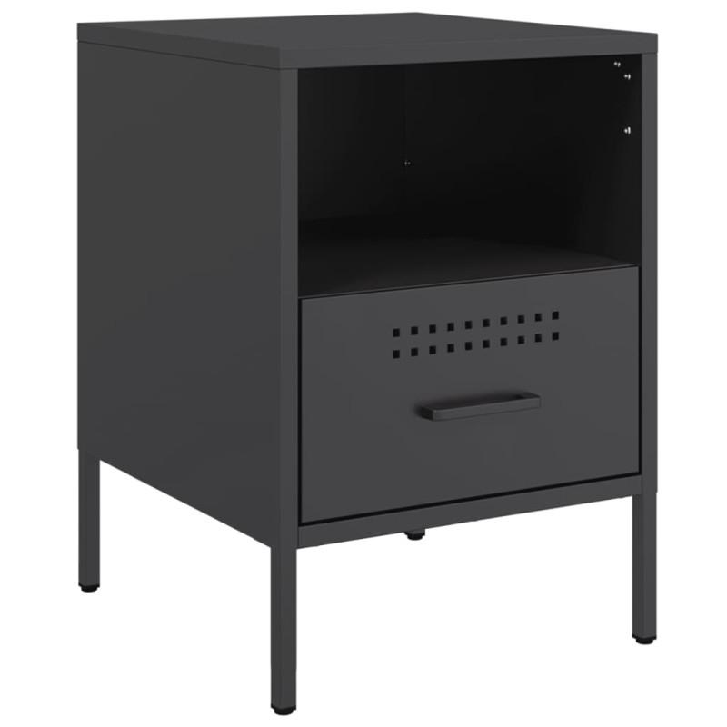 Szafki nocne, 2 szt., czarne, 36x39x50,5 cm, stal