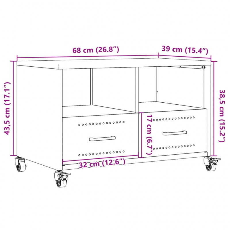 Szafka RTV, biała, 68x39x43,5 cm, stal