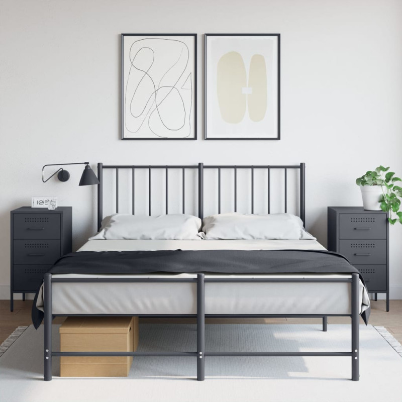 Szafki nocne, 2 szt., antracytowe, 36x39x68 cm, stal