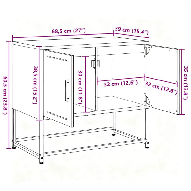 Szafka pod telewizor, antracytowa, 68,5x39x60,5 cm, stalowa
