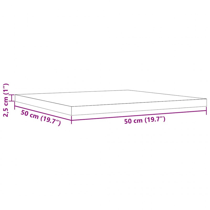 Blat do stolika, 50x50x2,5 cm, kwadratowy, lite drewno sosnowe