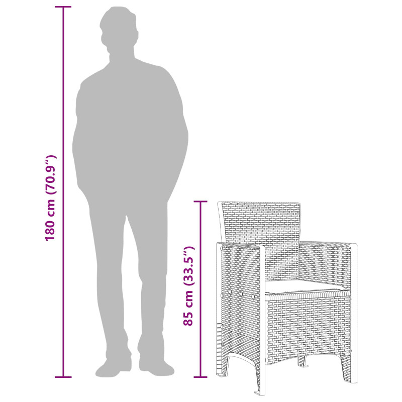 Krzesło Ogrodowe 2 pcs Antracyt 53 x 49 x 85 cm polipropylen