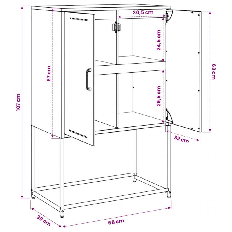 Szafka, oliwkowa, 68,5x38,5x107 cm, stal