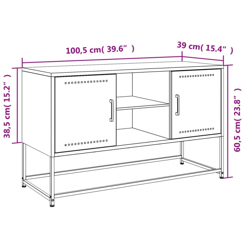 Szafka pod telewizor, czarna, 100,5x39x60,5 cm, stalowa