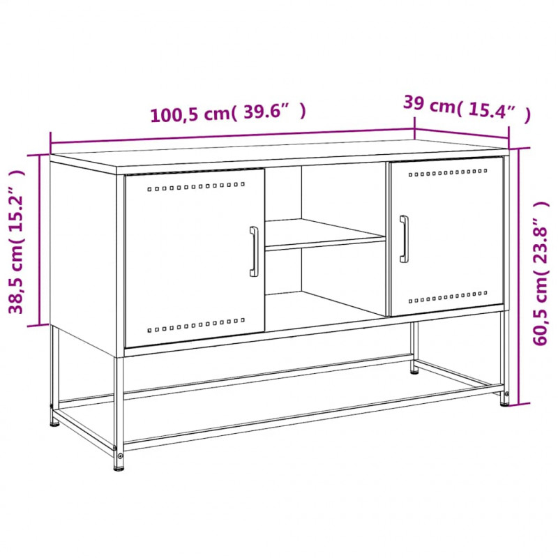 Szafka pod telewizor, antracytowa, 100,5x39x60,5 cm, stalowa