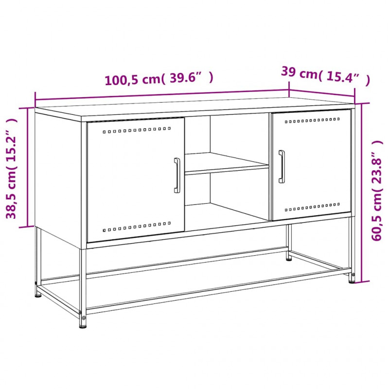 Szafka pod telewizor, musztardowa, 100,5x39x60,5 cm, stalowa