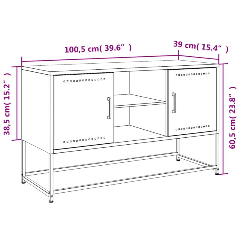 Szafka pod telewizor, biała, 100,5x39x60,5 cm, stalowa