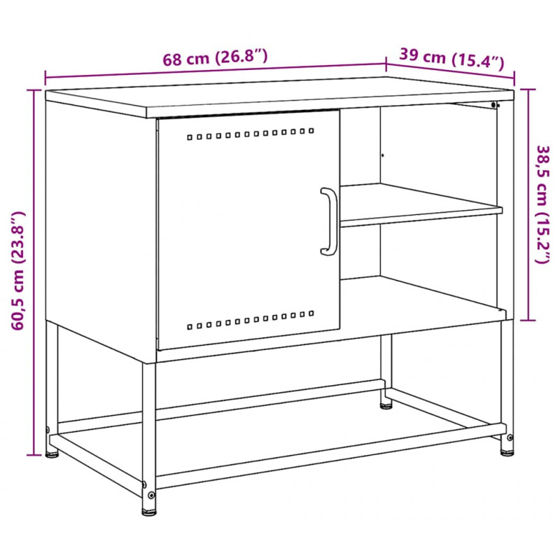 Szafka pod telewizor, czarna, 68x39x60,5 cm, stalowa