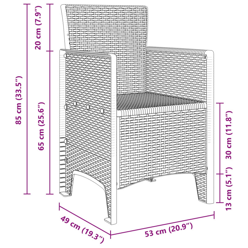 Krzesło Ogrodowe 2 pcs Biały 53 x 49 x 85 cm polipropylen