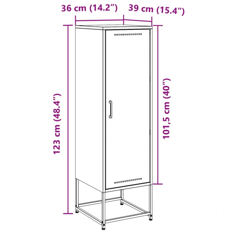 Szafka, antracytowa, 36x39x123 cm, stal