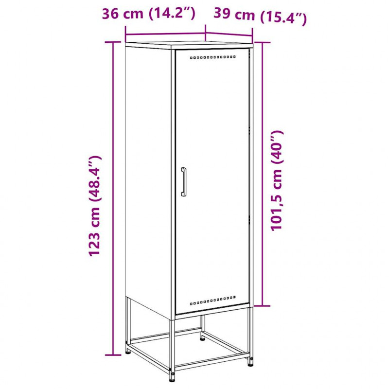 Szafka, biała, 36x39x123 cm, stal