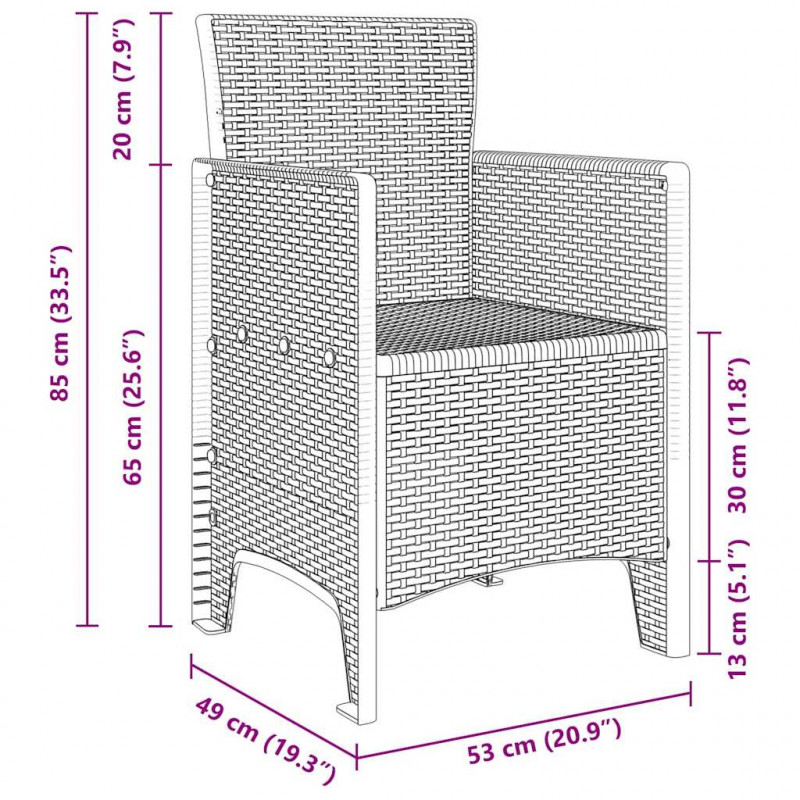 Krzesło Ogrodowe 2 pcs Jasnoszary 53 x 49 x 85 cm polipropylen