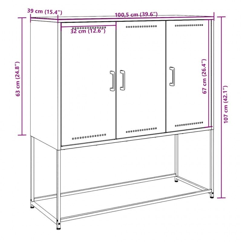 Szafka, oliwkowa, 100,5x39x107 cm, stal