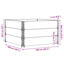 Nadstawki paletowe, 3 szt., 100x100 cm, drewno sosnowe