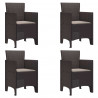 Krzesło Ogrodowe 4 pcs Brązowy 53 x 49 x 85 cm polipropylen