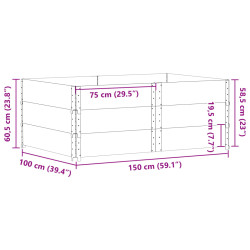 Nadstawki paletowe, 3 szt., czarne, 150x100 cm, drewno sosnowe