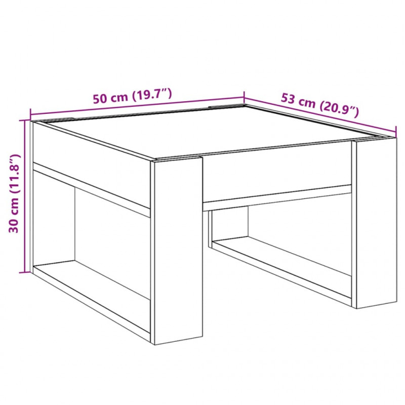 Stolik kawowy z LED Infinity, czarny, 50x53x30 cm