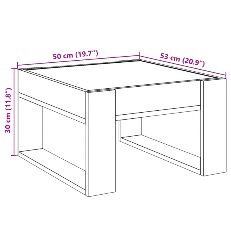 Stolik kawowy z LED Infinity, dąb sonoma, 50x53x30 cm