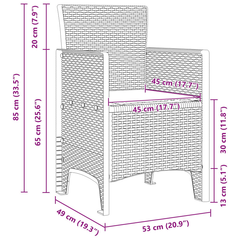 Krzesło Ogrodowe 4 pcs Biały 53 x 49 x 85 cm polipropylen