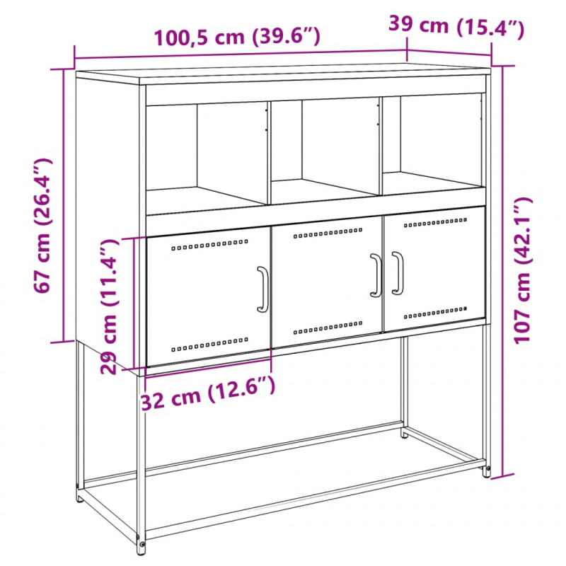 Szafka, biała, 100,5x39x107 cm, stal