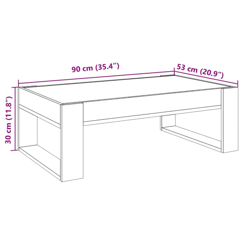 Stolik kawowy z LED Infinity, biały, 90x53x30 cm