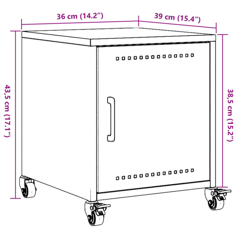 Szafki nocne, 2 szt., czarne, 36x39x43,5 cm, stal